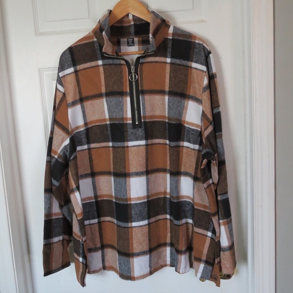 NEW Shein Plaid Flannel 1/2 Zip Shirt Size 4X - Picture 1 of 5